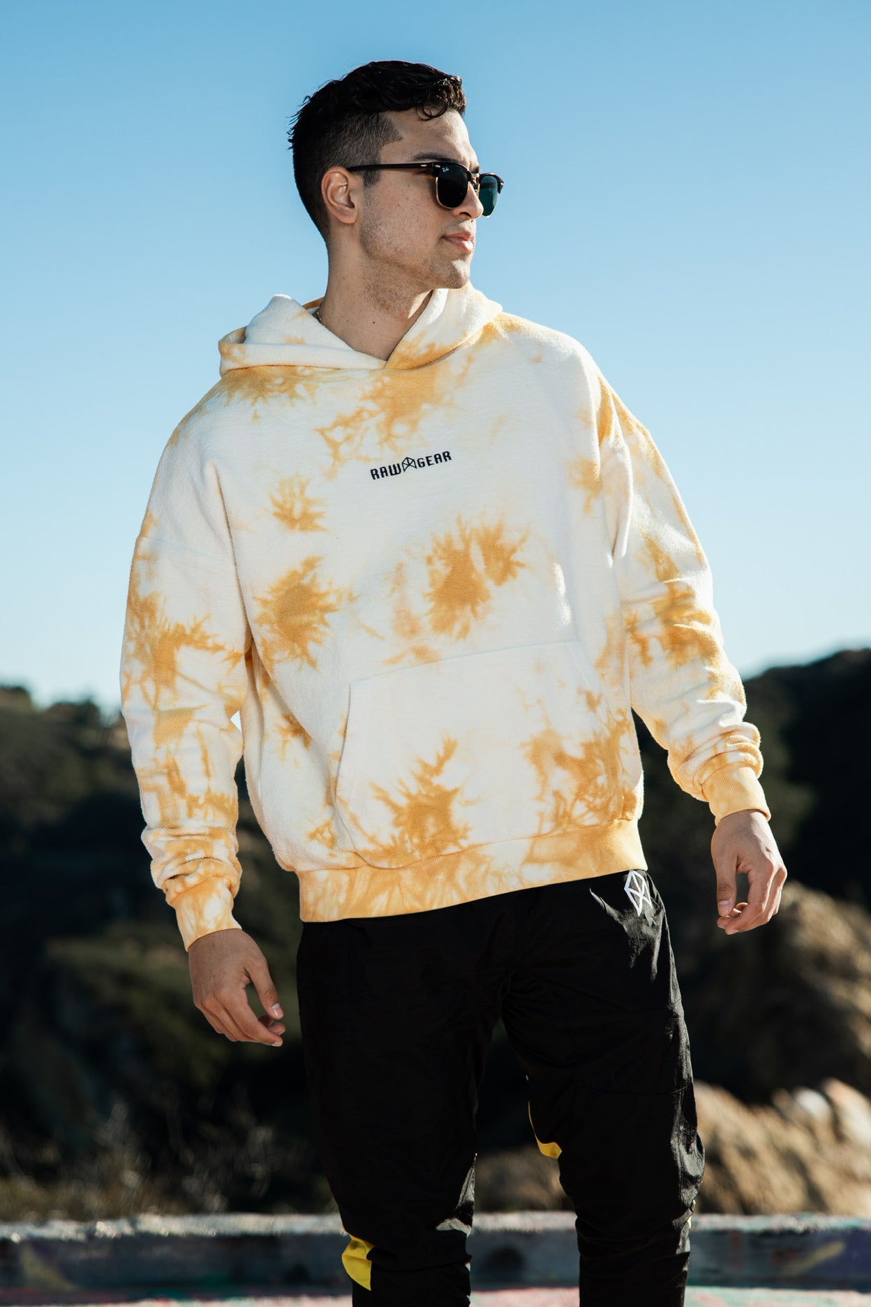 Rawgear Tie Dye Logo Hoodie - RG504 White/Gold / 2x